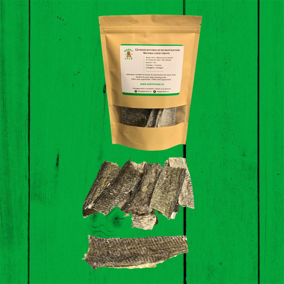 Happy Chew peau de morue déshydraté pour chien, canadian cod skin dog treat