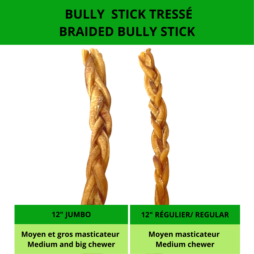 Happy Chew bully sticks tressés au Québec, dog chews braided bully sticks in Quebec