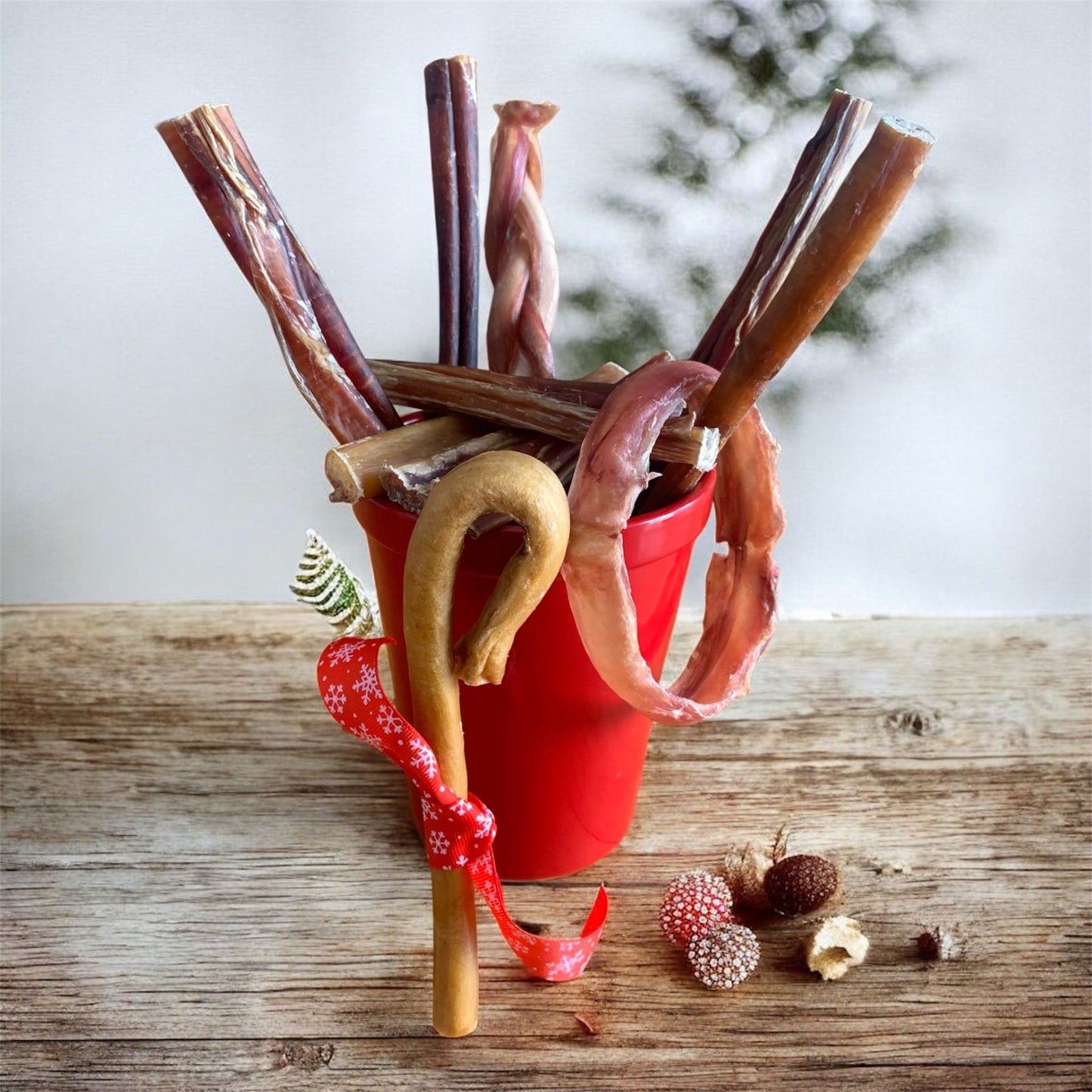 Bully sticks cadeau de Noel pour chien, Dog Christmas gift, Christmas Bully stick dog chews