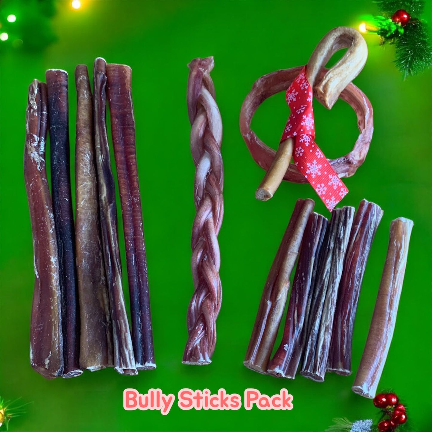 Bully sticks cadeau de Noel pour chien, Dog Christmas gift, Christmas Bully stick dog chews