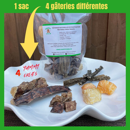 sac de gâterie pour chien Happy Chew, variety dog treats pack Happy Chew, natural dog treats, one ingredient dog treat