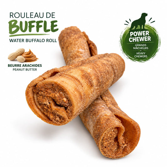 Rouleau de joue de buffle pour gros chiens - Happy Chew 