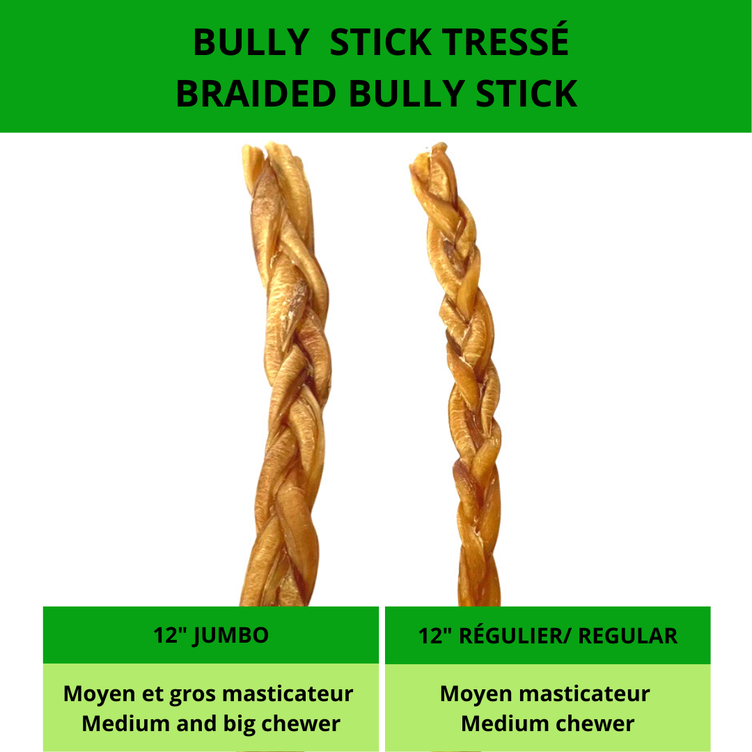 Happy Chew bully sticks tressés au Québec, happy dog chews braided bully sticks in Quebec 