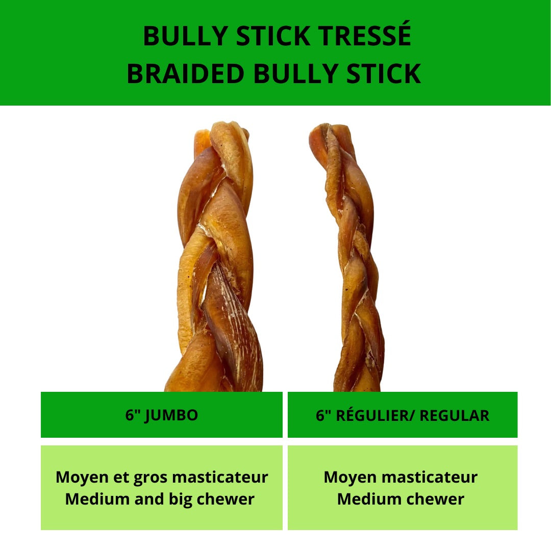 Happy Chew bully sticks tressés au Québec, happy dog chews braided bully sticks in Quebec 